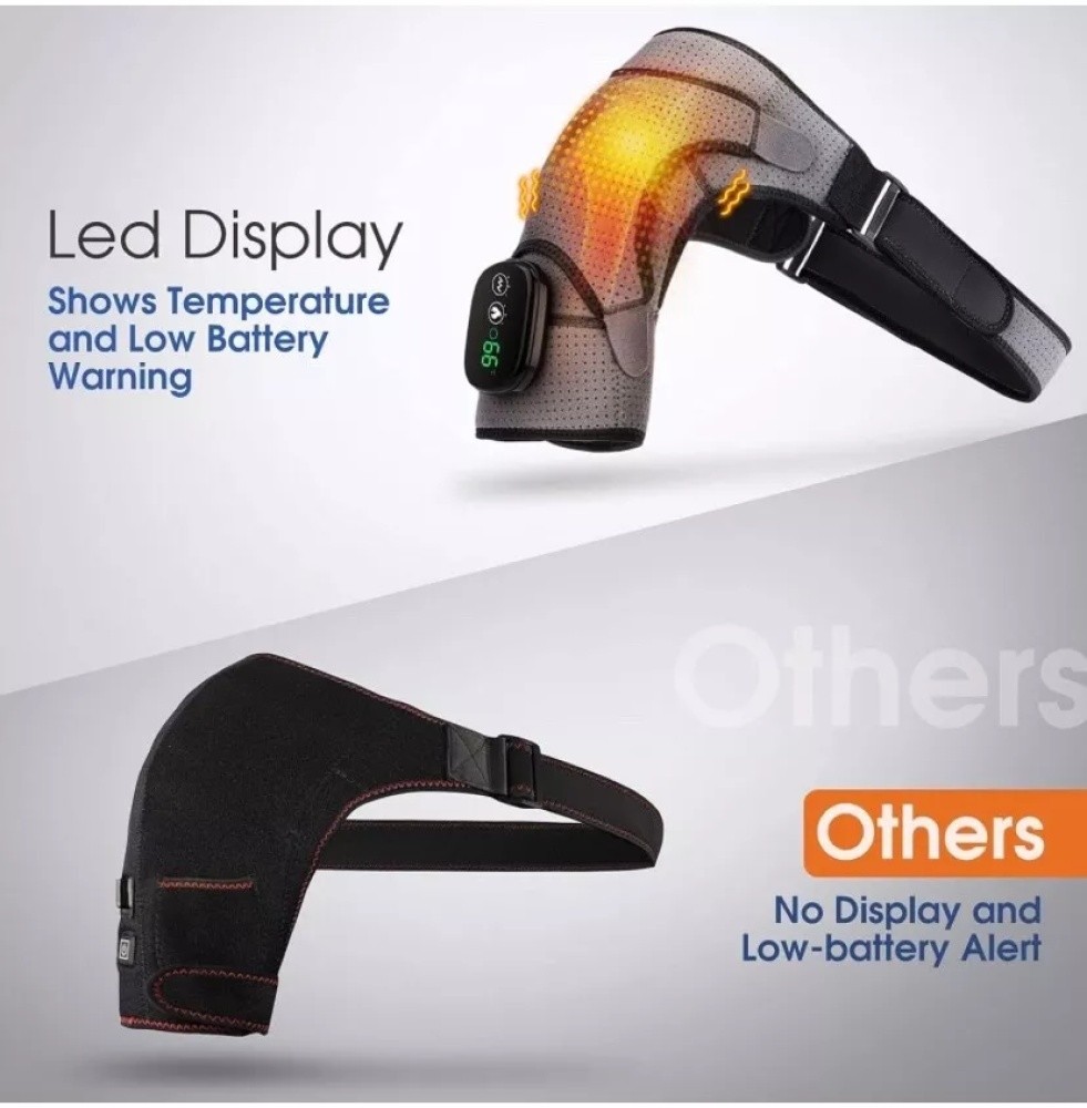 Heated Vibration Shoulder Massager Wrap Rotator Cuff Brace Pain Relief Electric