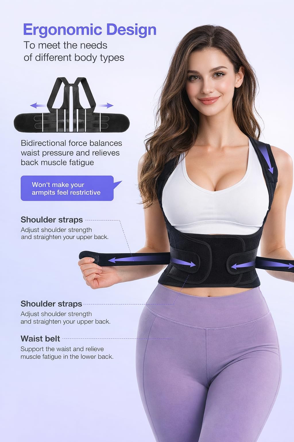 Posture Corrector for Men and â€“ Dual-Zone Elastic Design with Adjustable Stra.
