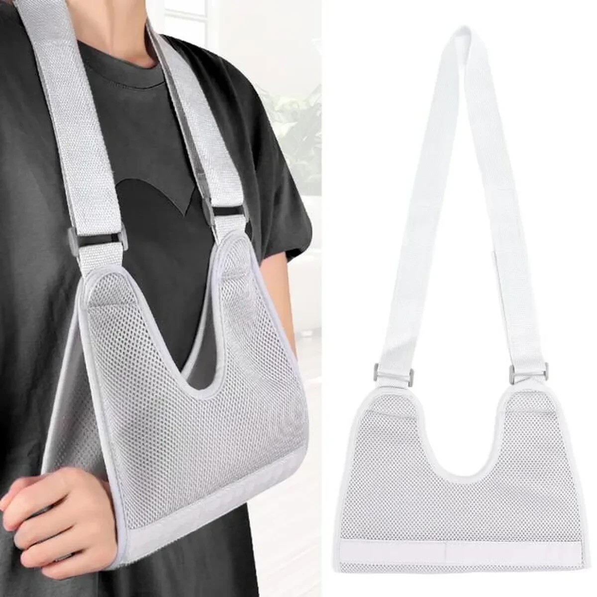 Breathable Arm Brace Hand Support Shoulder Strap 30.5 x 22cm Grey