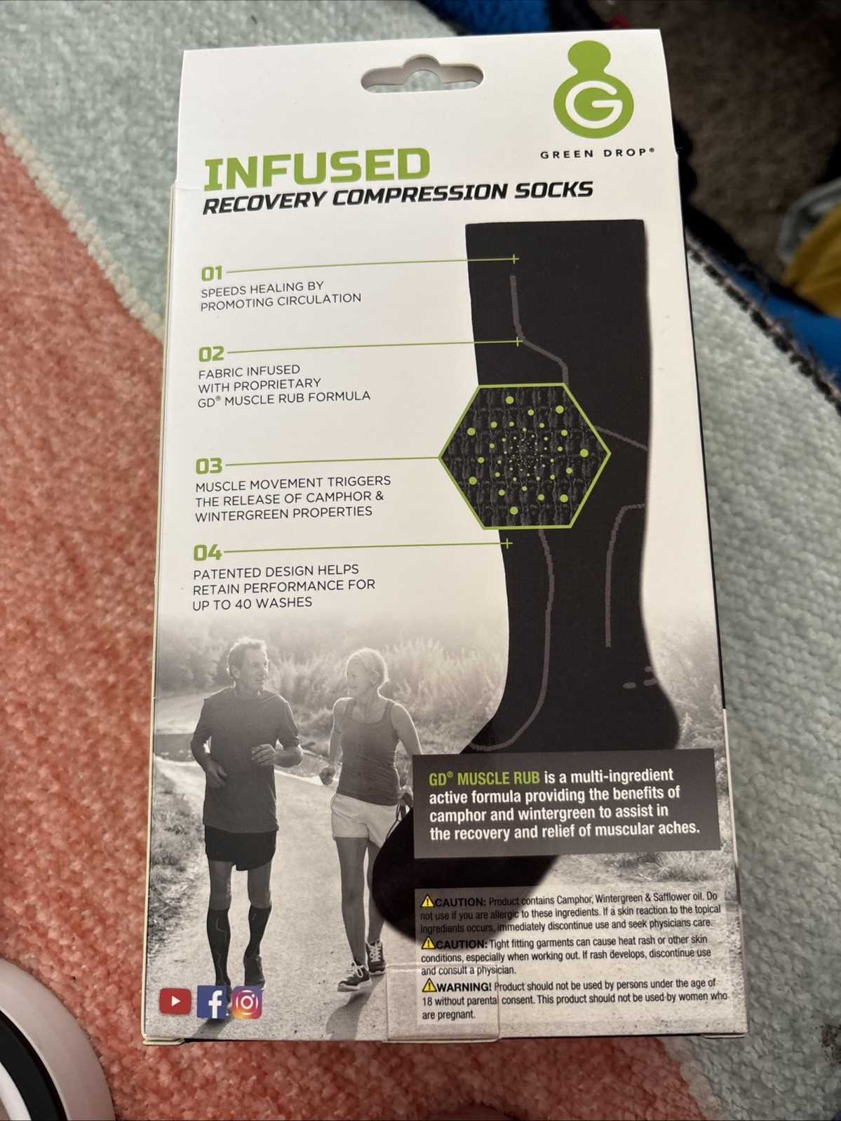 Green Drop Compression Socks Knee High Black Small / Medium 1 Ct