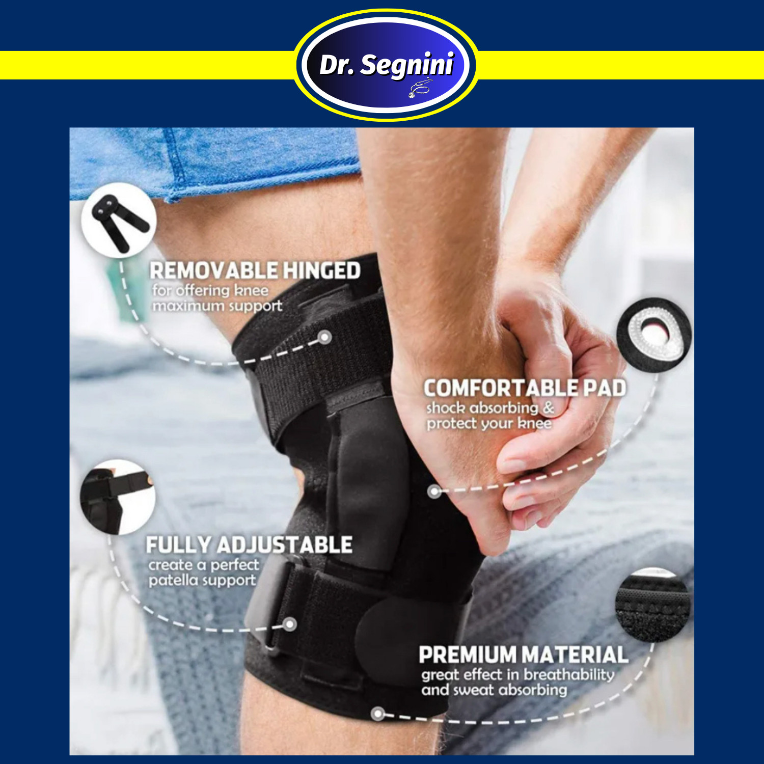 KNEE BRACE HINGED COMPRESSION SLEEVE JOINT SUPPORT OPEN PATELLA STABILIZER WRAP✅