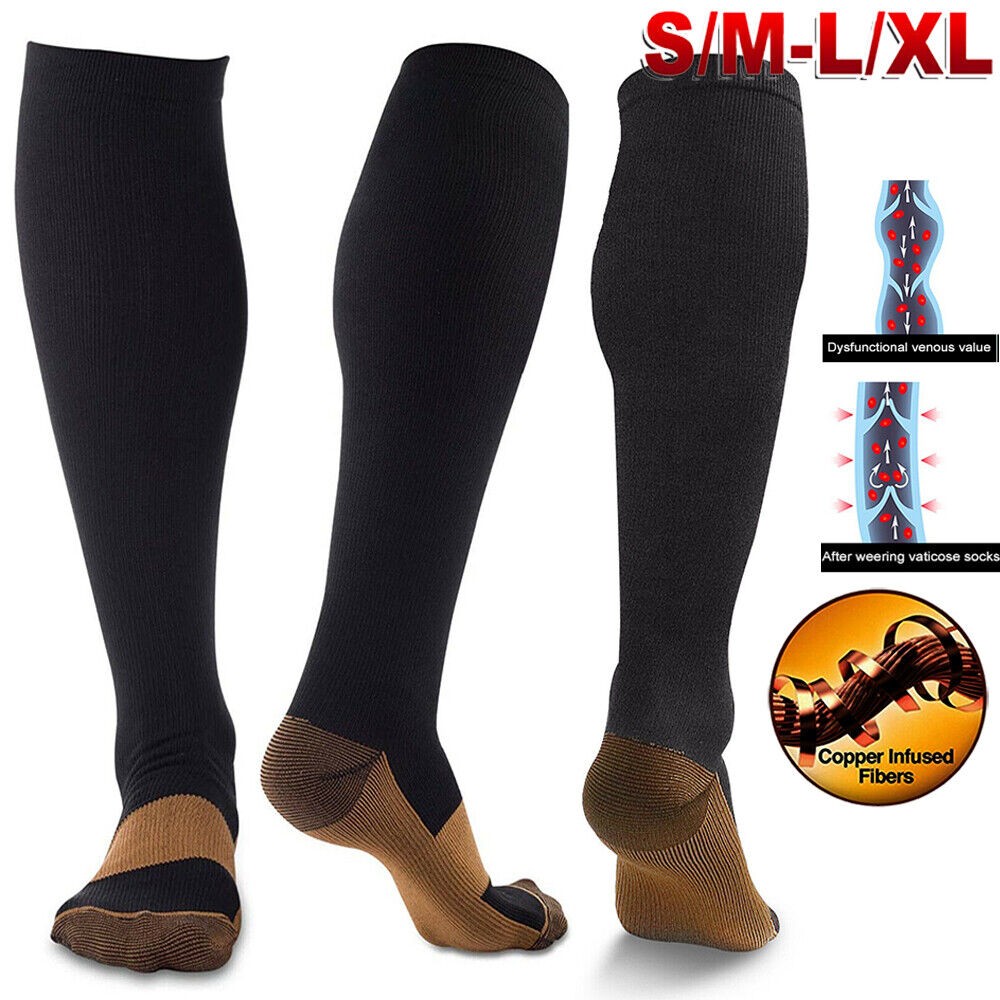 3pair Extra Wide Calf Compression Socks Women Men 20-30Mmhg Knee High plus Size