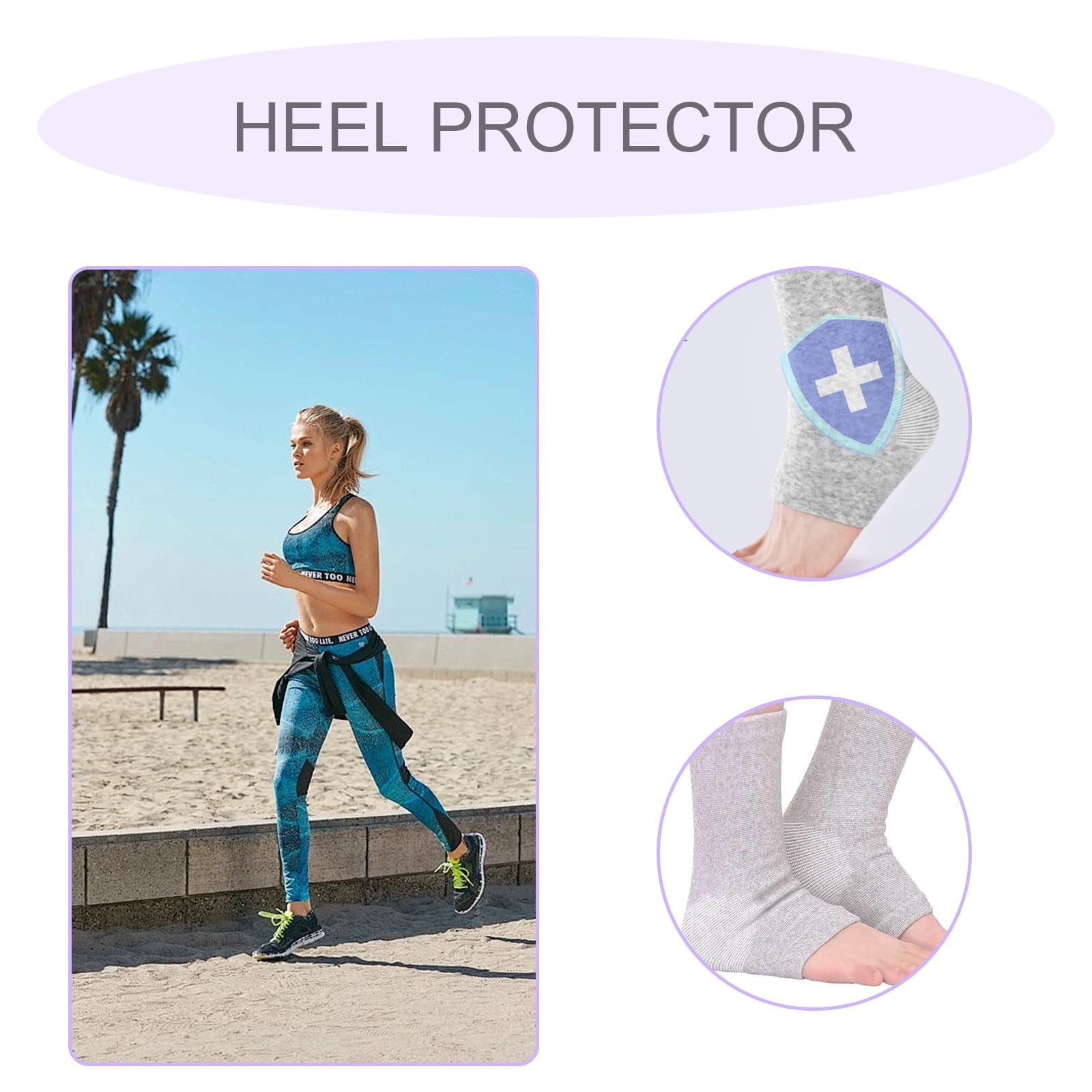 2 Pairs of Compress Bamboo Foot Sleeves,Keep Warm Ankle One Size, Grey