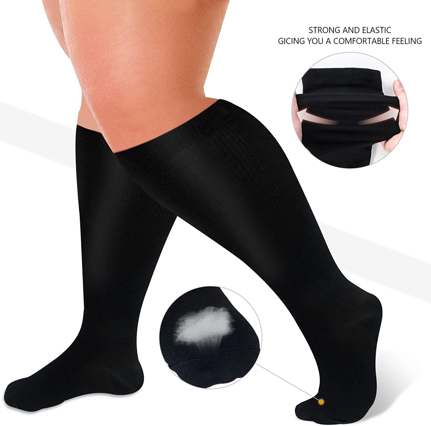 1-10Pairs Plus Size Compression Socks for Nurses Running Pregnant Travel Flight