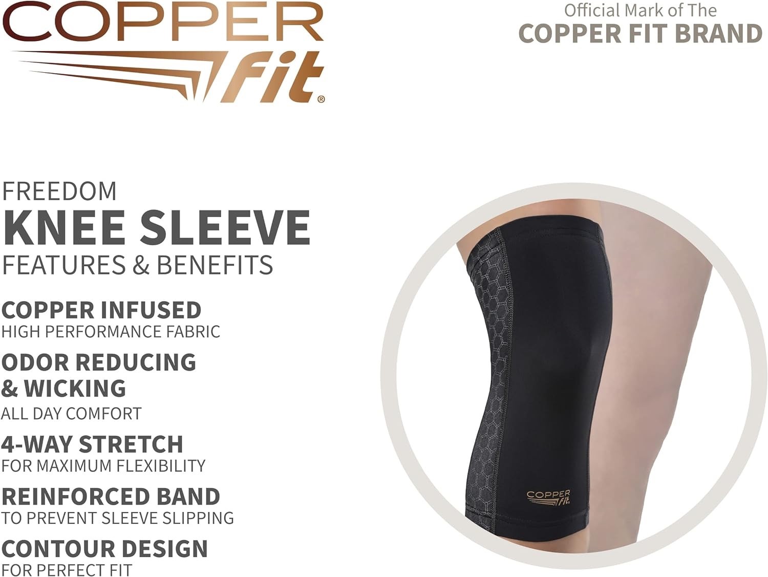 Copper Fit Freedom Knee Compression Sleeve XL 3 Pack