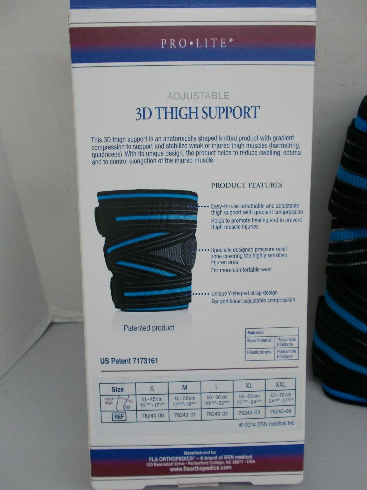 NEW FLA Orthopedics Pro Lite Adjustable 3D Thigh Support, Choose Size S – XXL