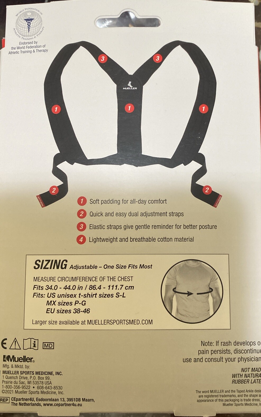 Mueller Sports Medicine Adjustable Posture Corrector Support One Size Black