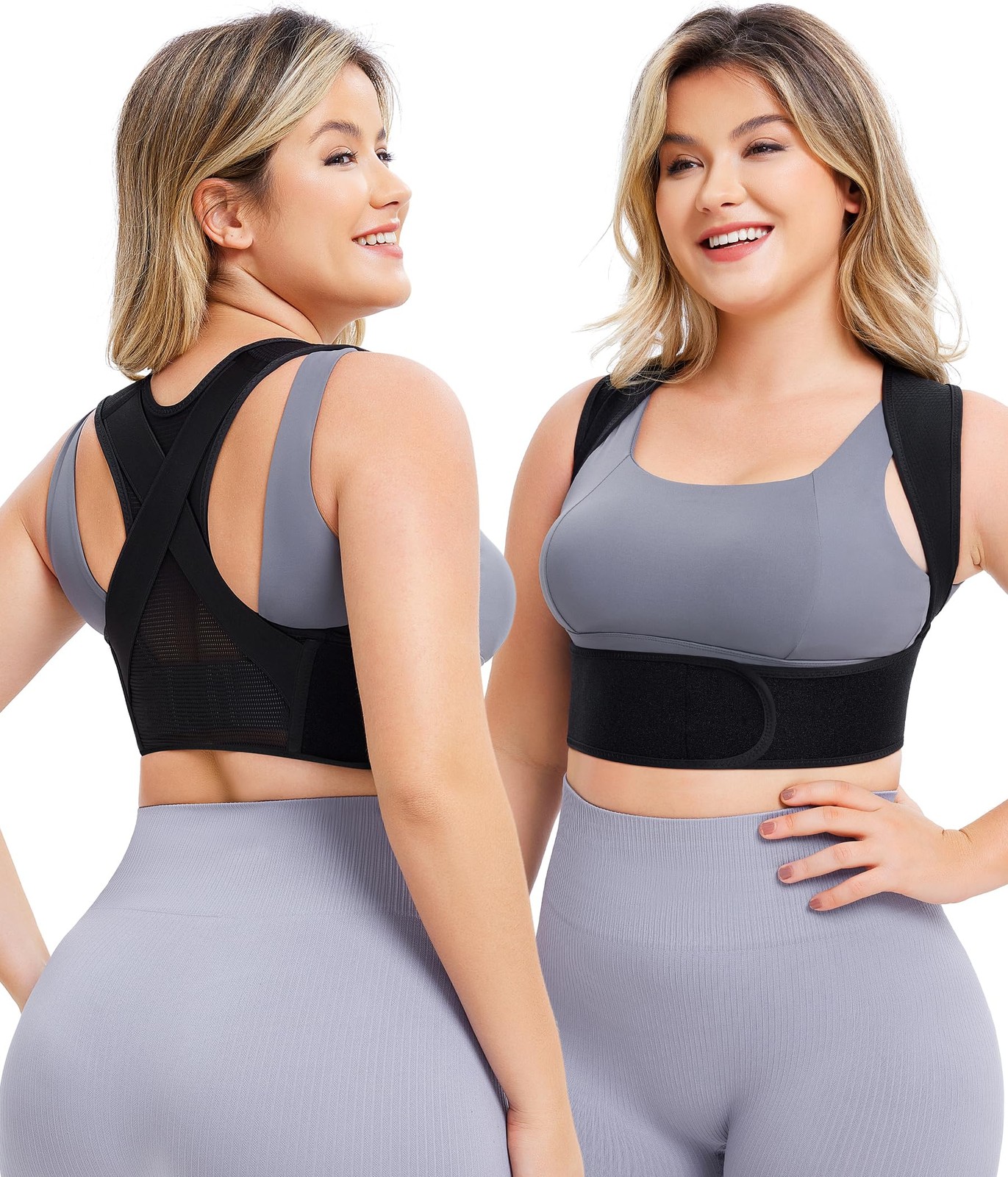 URSEXYLY Posture Corrector for Women Adjustable Upper Back Brace XS/S, Black