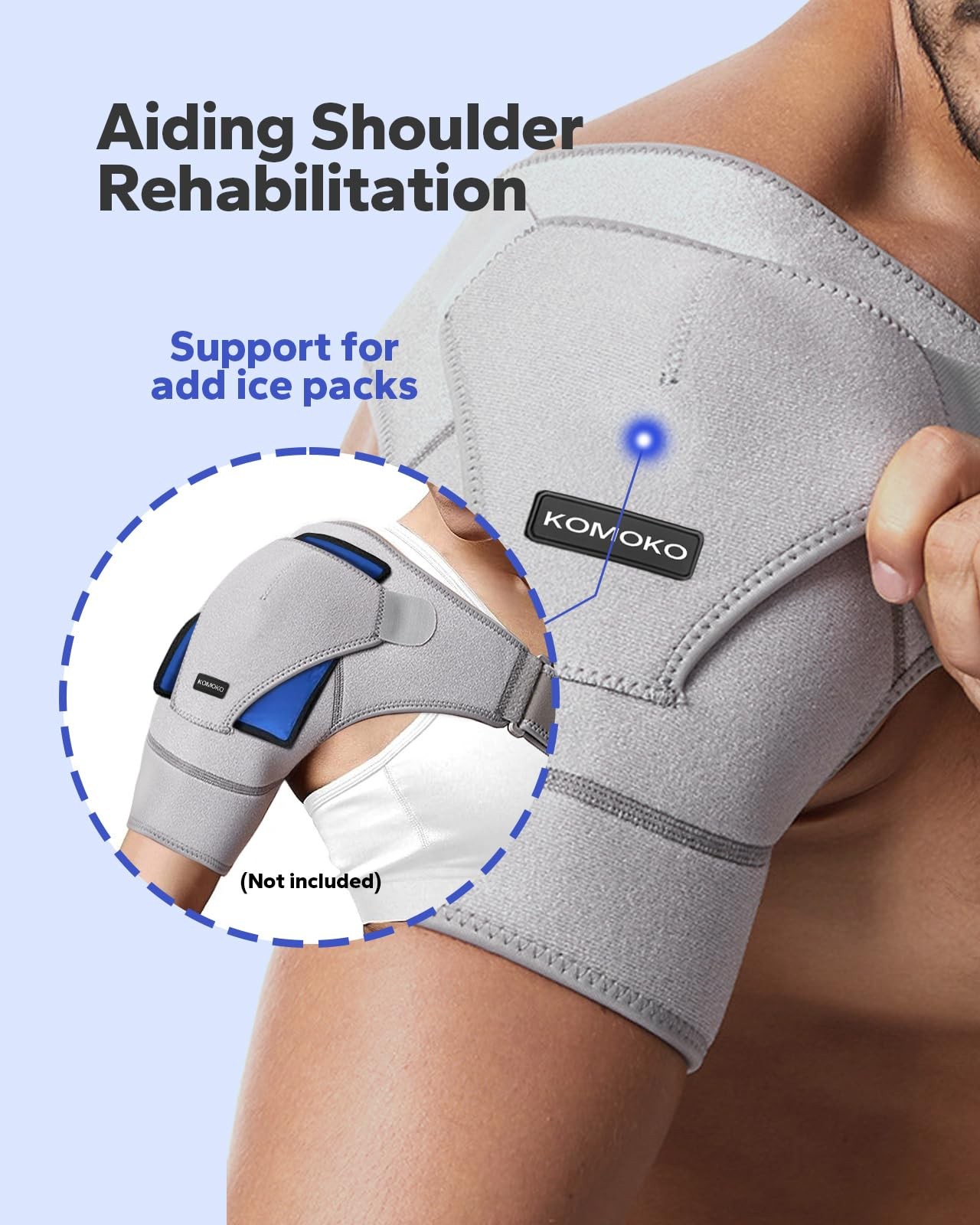 Komoko Shoulder Brace, Rotator Cuff Support Brace with Ice Pack Insertion Cap…