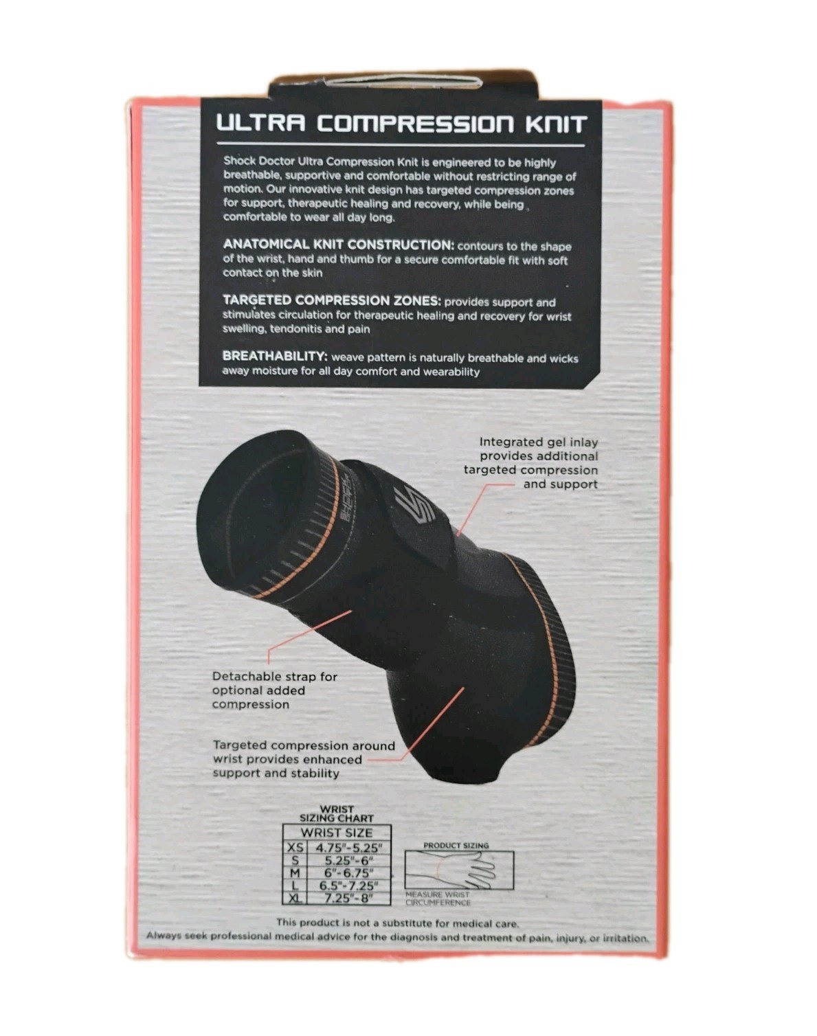 Shock Doctor Left Wrist Support with Gel and Strap Size Medium 6″ – 6.75″ NEW
