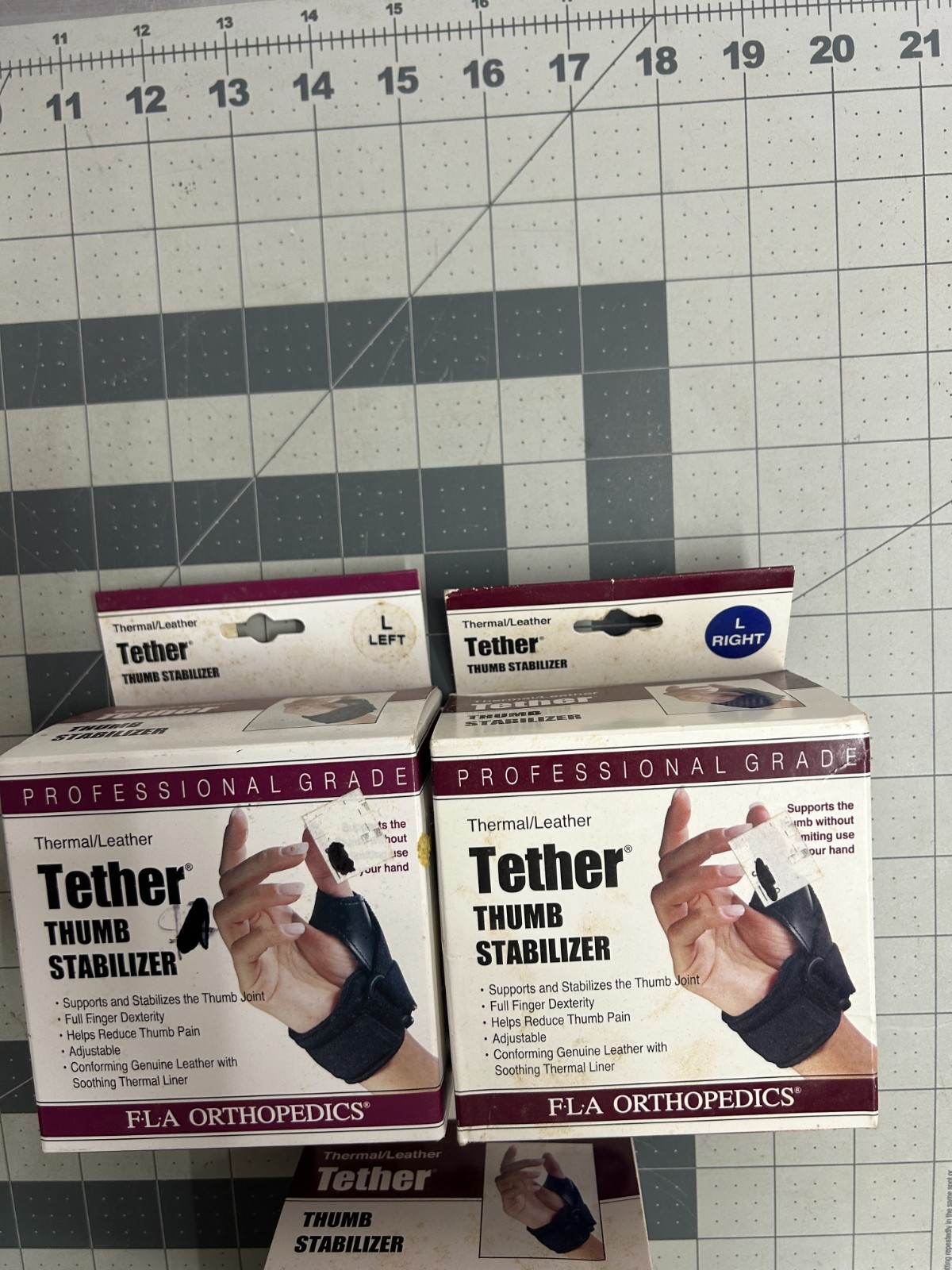 NOS 3-pack lot FLA leather Tether Left Hand Thumb Stabilizer Black Large Medium