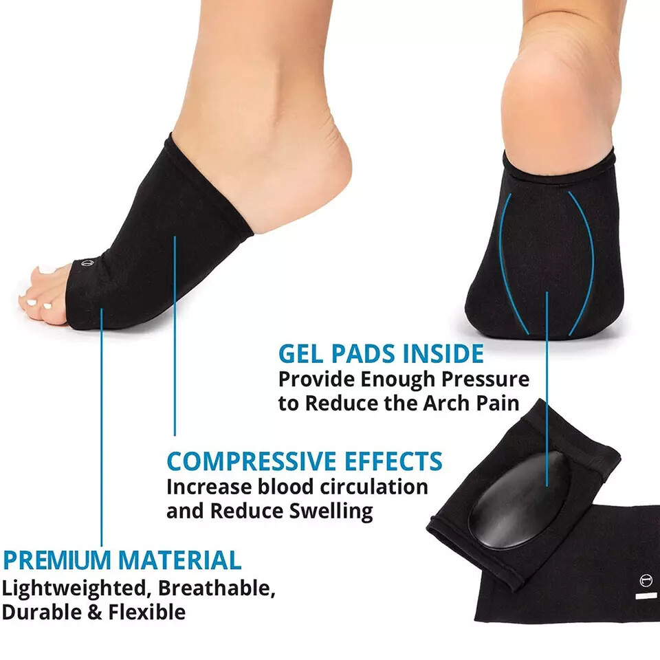 2*Arch Support Gel Pad Compression Support Sleeves Foot Relief Plantar Fasciitis