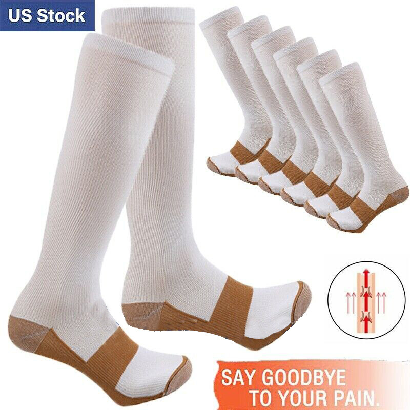 3 Pair Copper Compression Socks Over The Calf Regulation Ultra-Fit Support Socks