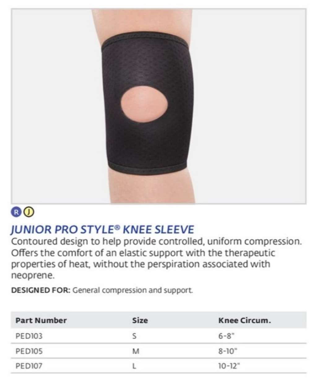 DJO Bell-Horn Junior Knee Sleeve Pediatric Open Patella – Large