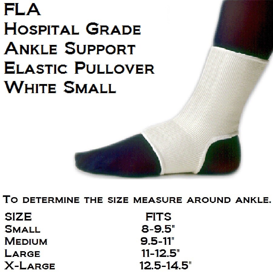 FLA 2 Pack of Hospital Grade Ankle Support Elastic Pullover White Small