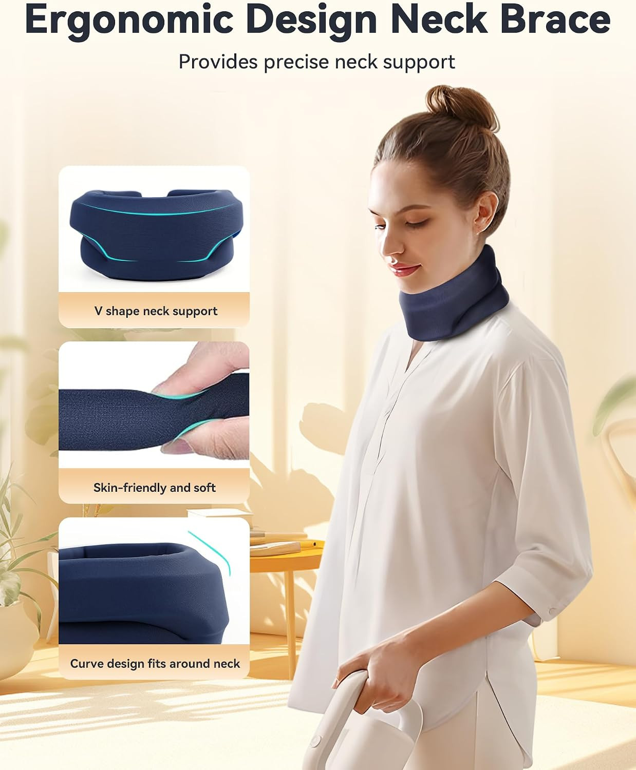 Heated Neck Brace Cervical Collar – Neck Support Brace with Heating Pad, Soft Fo