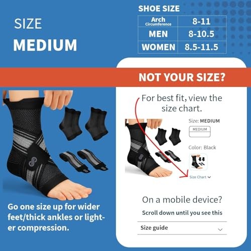 2 Pairs Ankle Braces for Men & Women Plantar Fasciitis Medium Black（2 pairs）