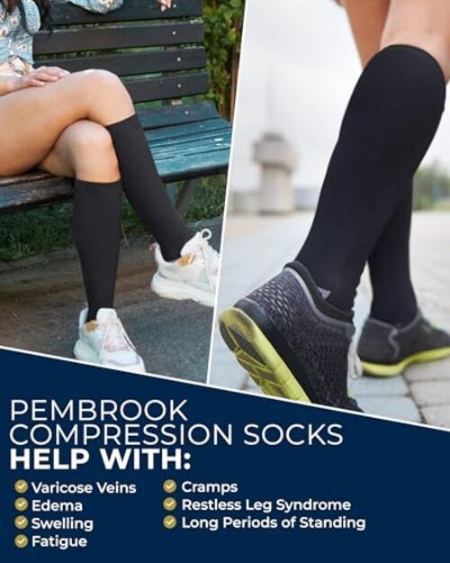 Plus Size Compression Socks Wide Calf – 3 Pairs, 20-30mmHg Extra Wide Calf