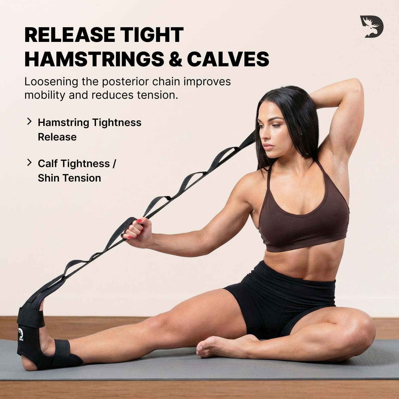 Adjustable Foot & Calf Stretcher Strap for Plantar Fasciitis, Hamstring Relief,