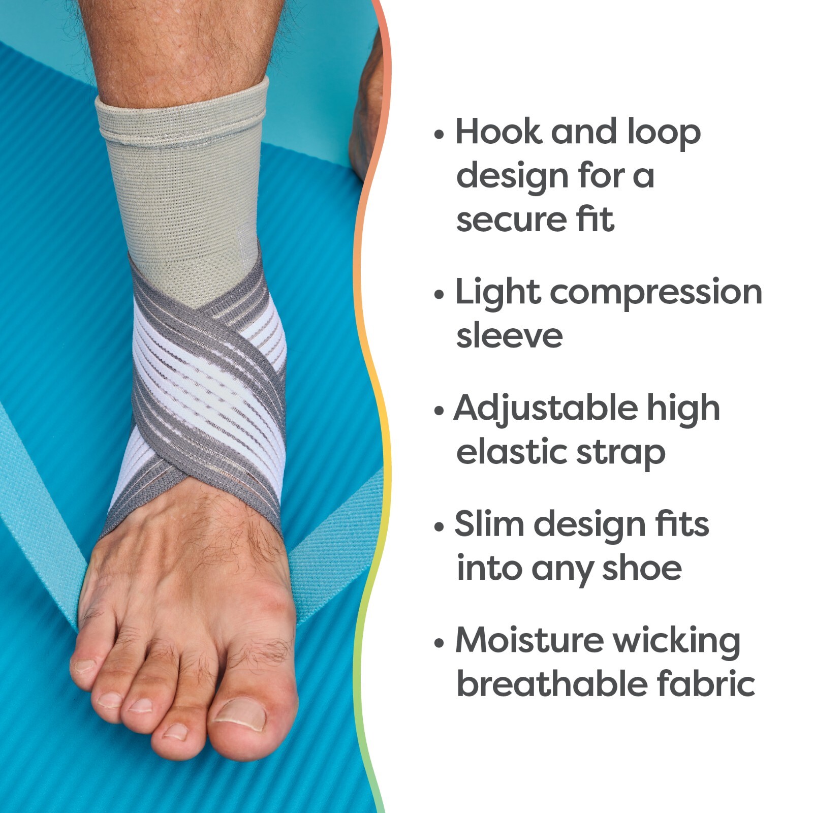 ZenToes Ankle Support Brace Sleeve Adjustable Compression Strap Wide Width Green