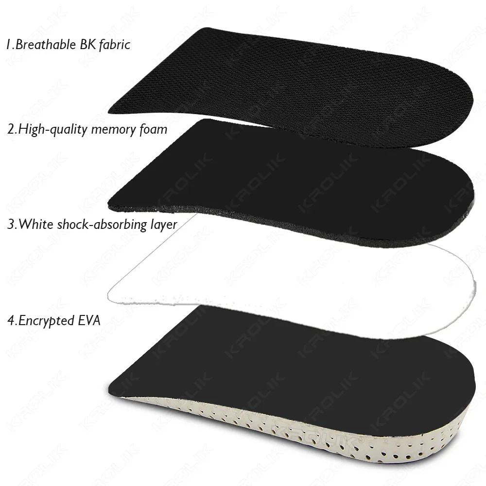 EVA Memory Foam Heel Lifting 2/3/4/5CM Taller Half Shoe Insoles Heel Insert Spor