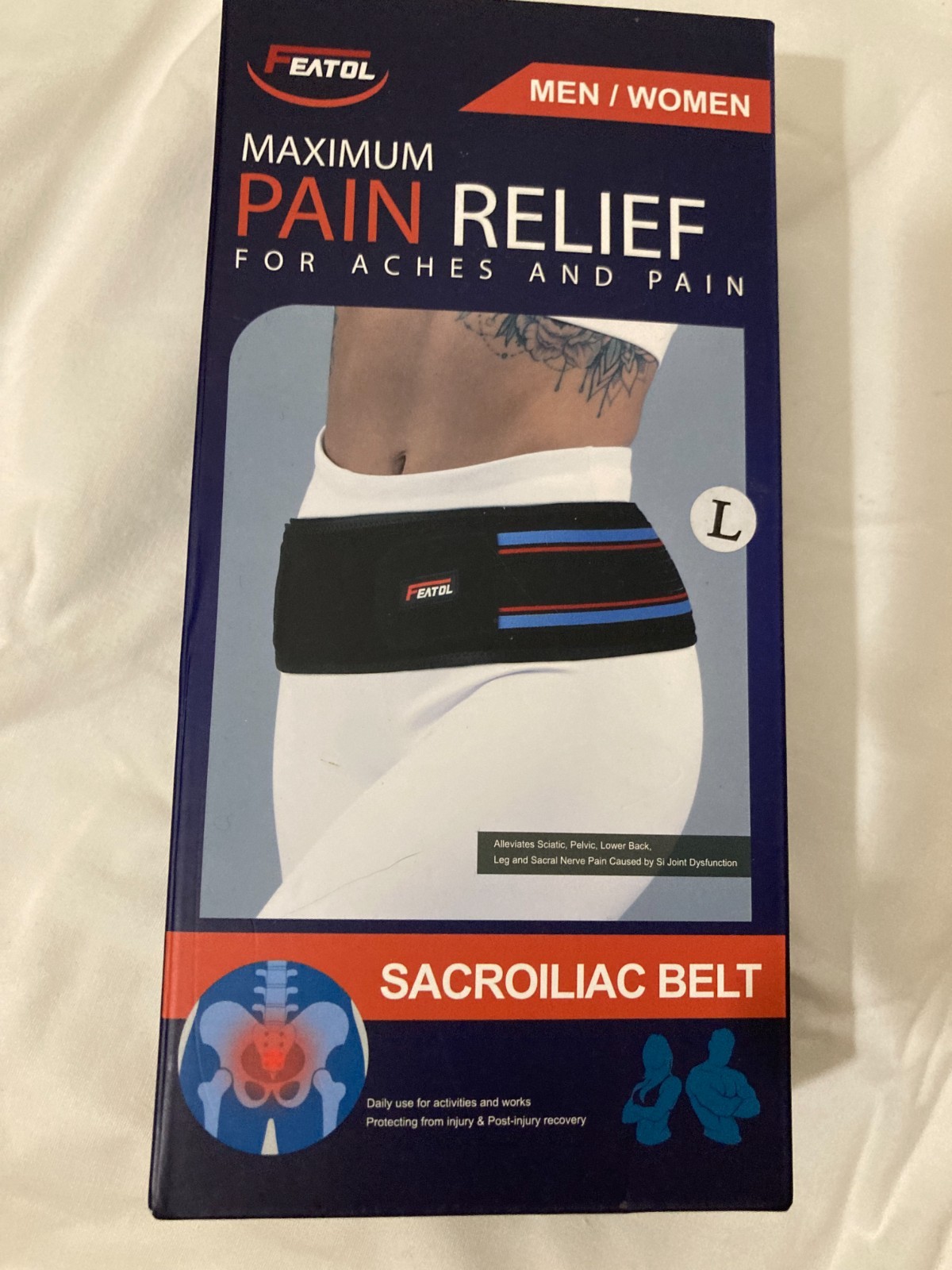 Featol, Sacroiliac Belt, For Aches and Pain Relief, Large