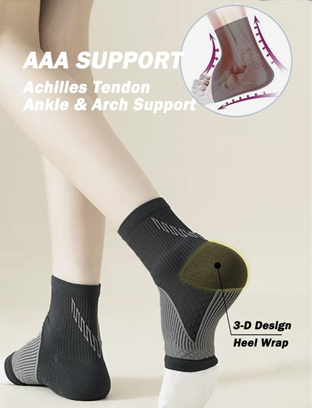 Rolxmed Ankle Compression Sleeve Elastic Wrap Support Brace Large, Black