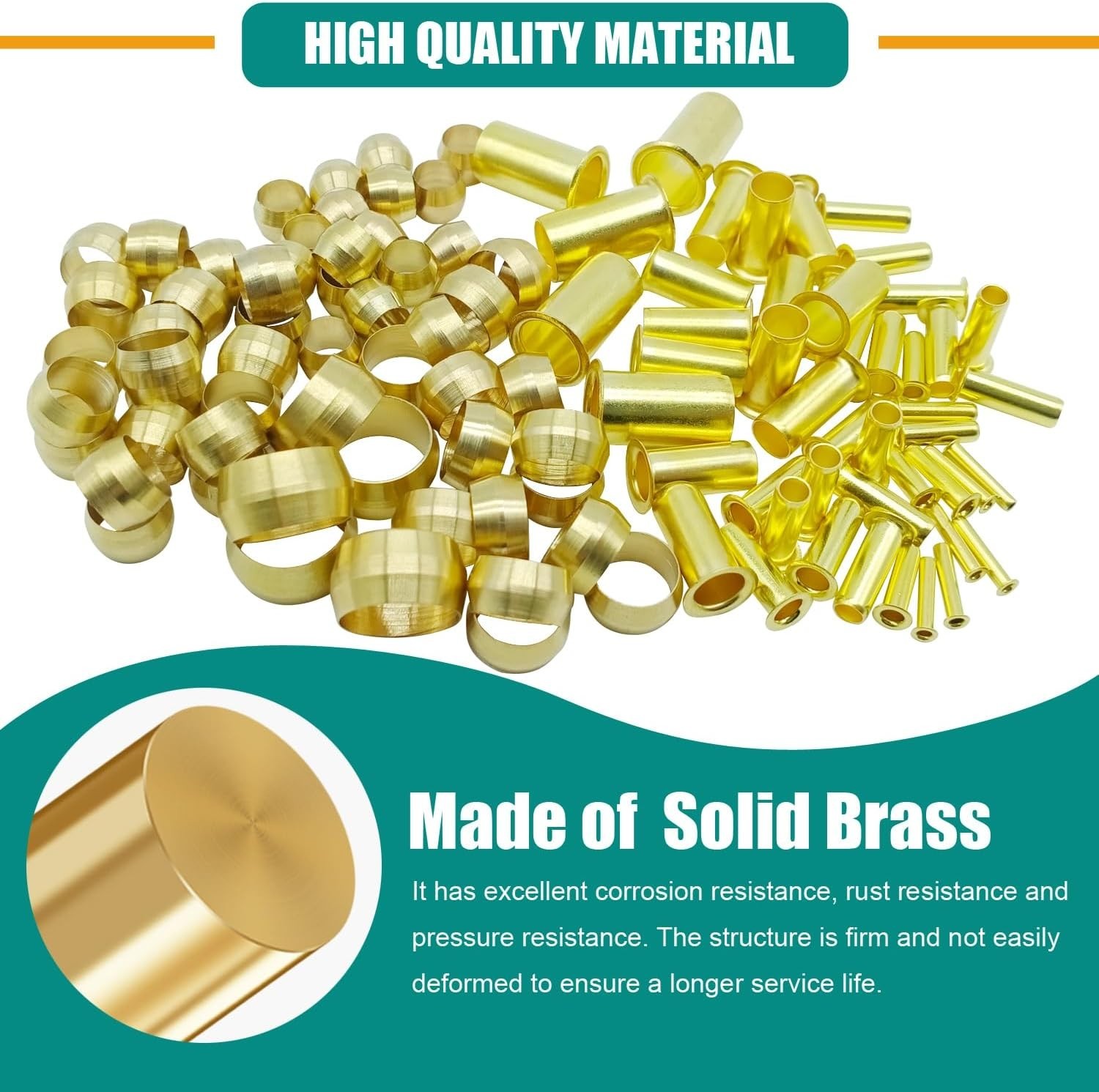 High-Quality Brass Compression Fittings – 500PCS Sleeves and Inserts Assortment