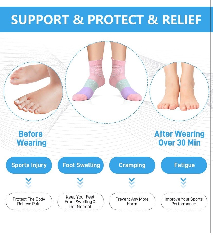 IRAMY Compression Ankle Support Socks Women Running Socks Cushioned Athletic S
