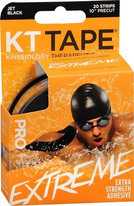 KT Tape Extreme Pro Extra Strength Adhesive in Black 20 Precut Strips