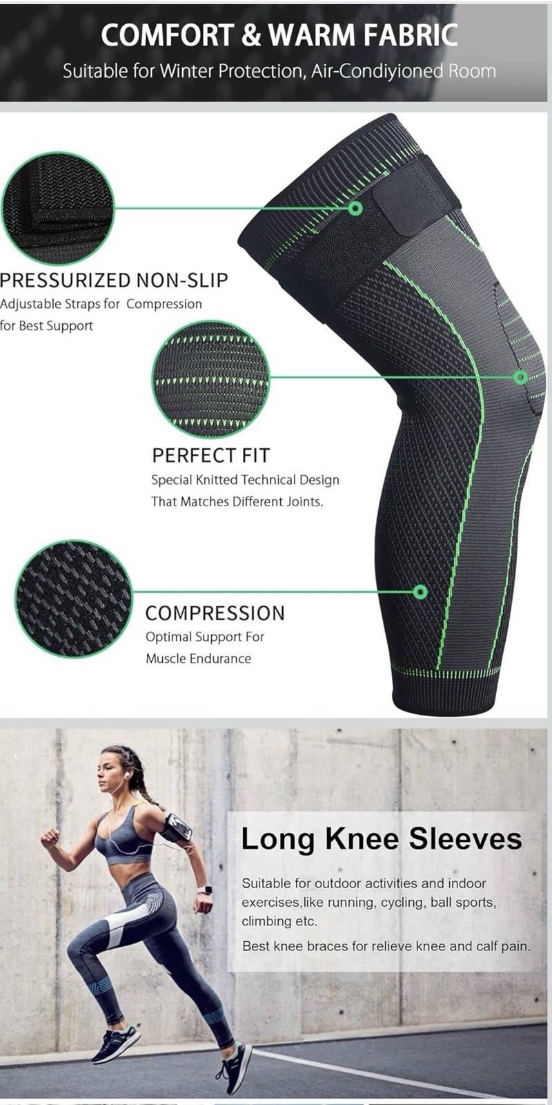Full Leg Sleeves Long Compression Leg Sleeve Knee Sleeves Protect Leg for Man…
