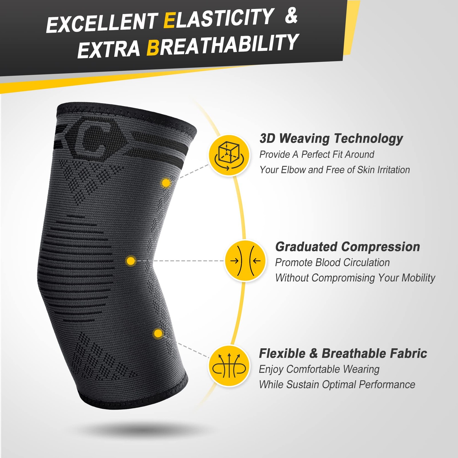 CAMBIVO 2 Pack Elbow Brace Compression Sleeve, Tennis & Medium, Black