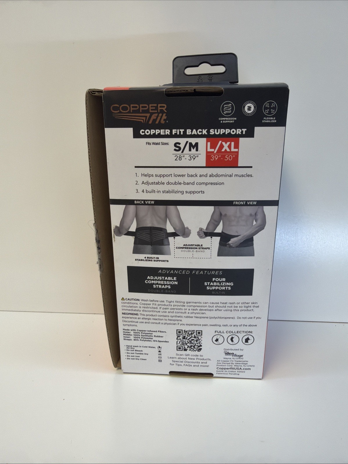 Copper Fit Back Pro Compression Support Belt Adjustable Straps Size L/XL NWT