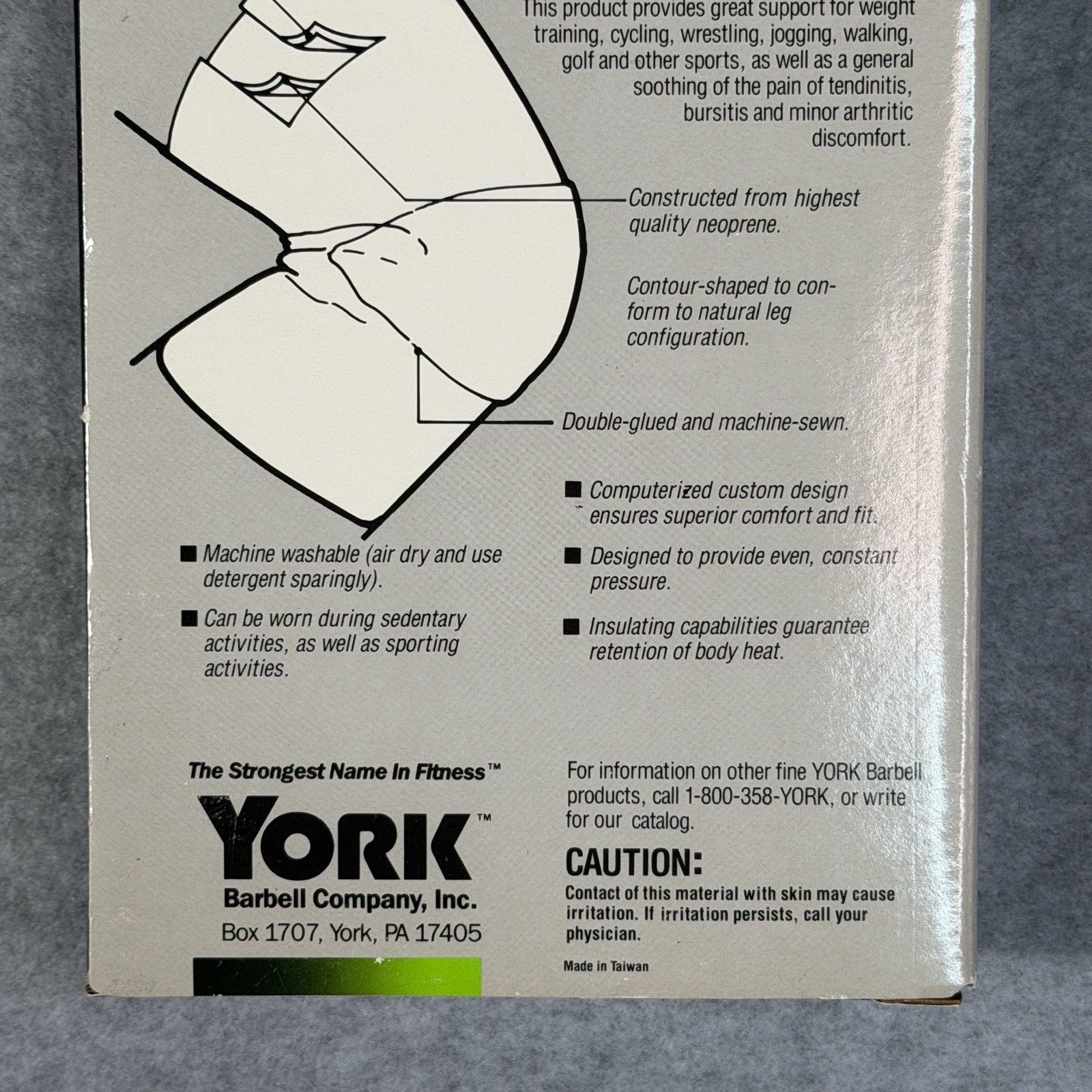 Vintage Original York Barbell XL All Sport Knee Support Nylon Weight Training
