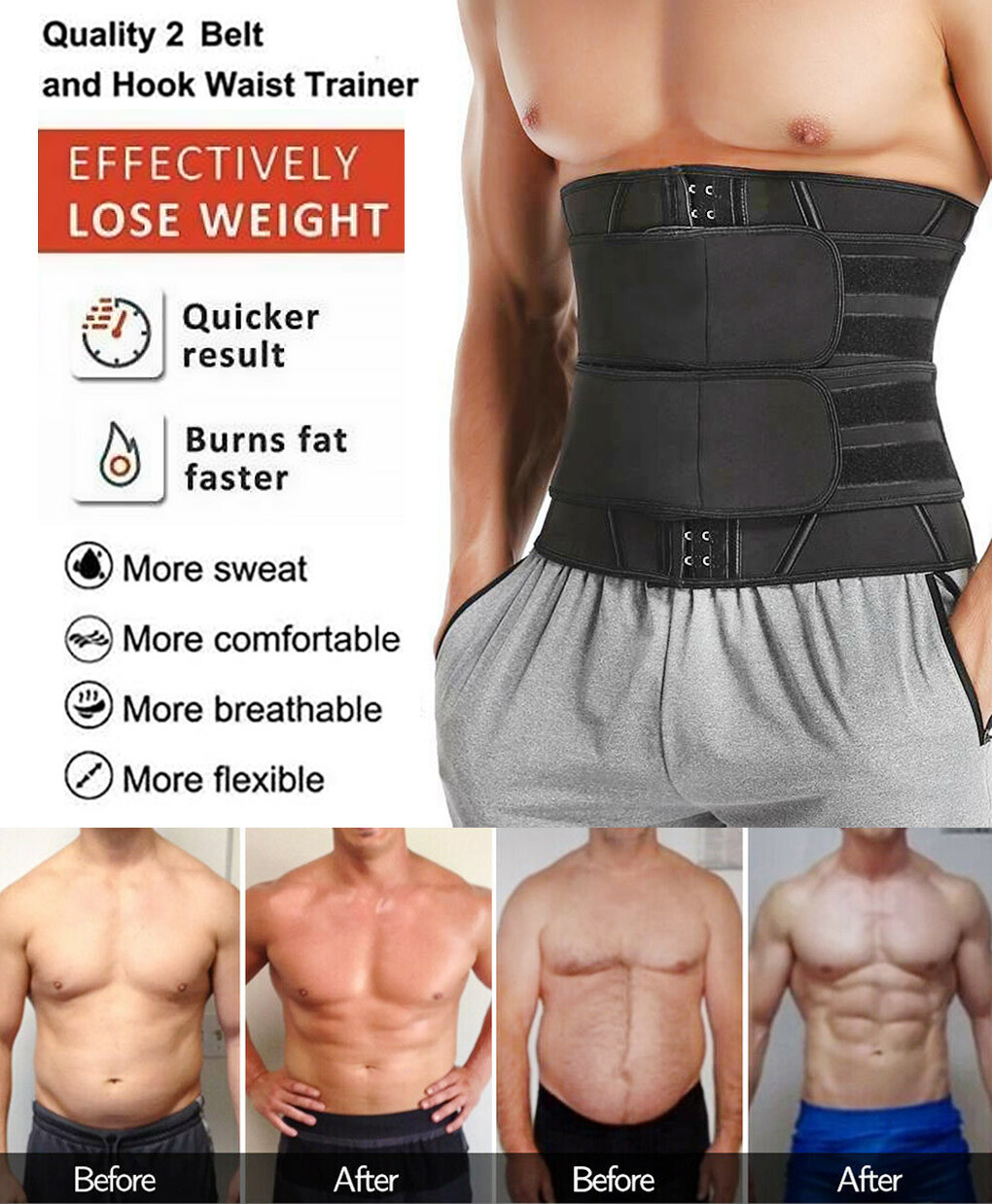 Double Pull Lumbar Brace Back Support Lower Adjustable Waist Trainer Belt Black