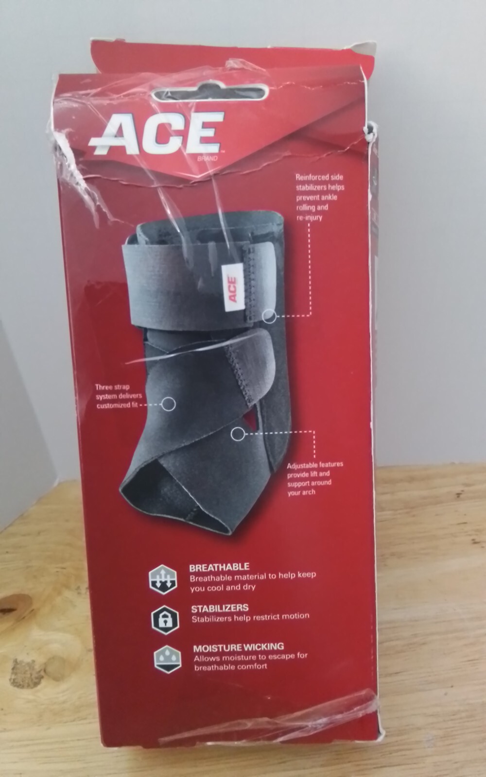 ACE Brand Deluxe Adjustable Ankle Stabilizer, Firm Stabilizing Support