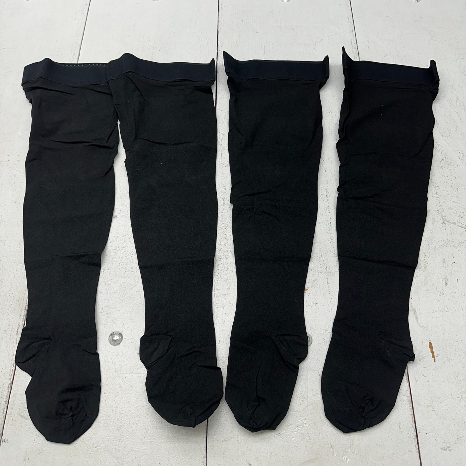 Black 2 Pair Elastic Cuff Footed Compression Leg Sleeves Men’s Size 3XL NEW