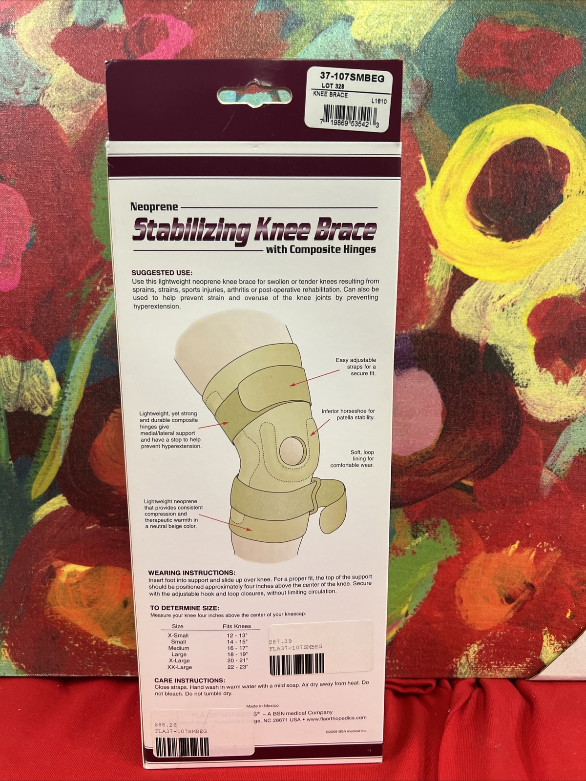 FLA ORTHOPEDICS Neoprene stabilizing knee brace W/composite hinges Small NIB