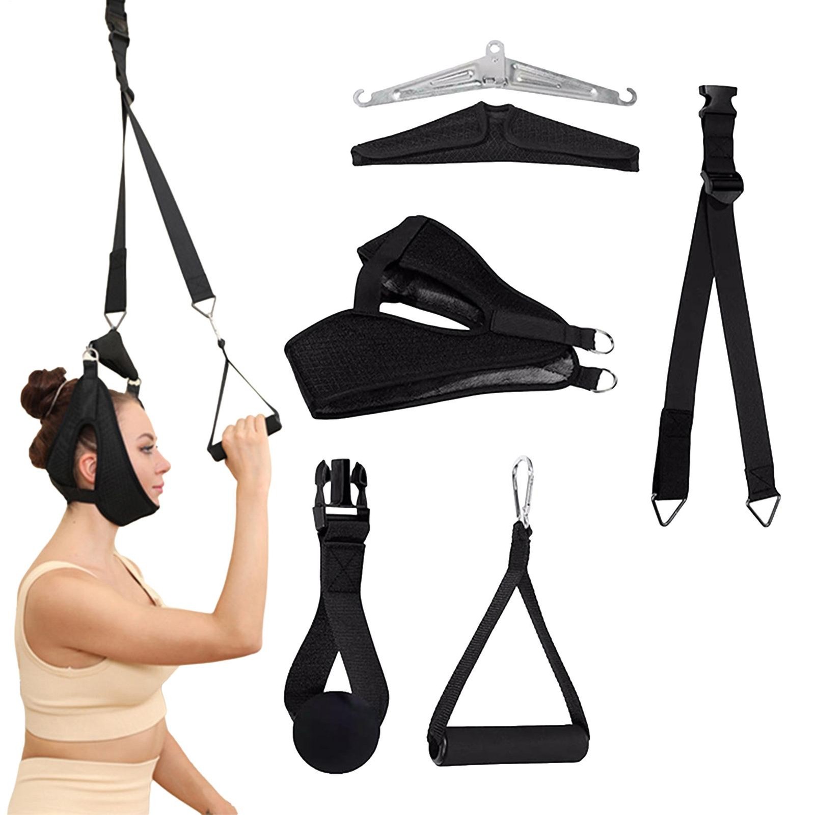 Cervical Neck Traction Device Over Door for Home Use, Portable Neck Stretcher