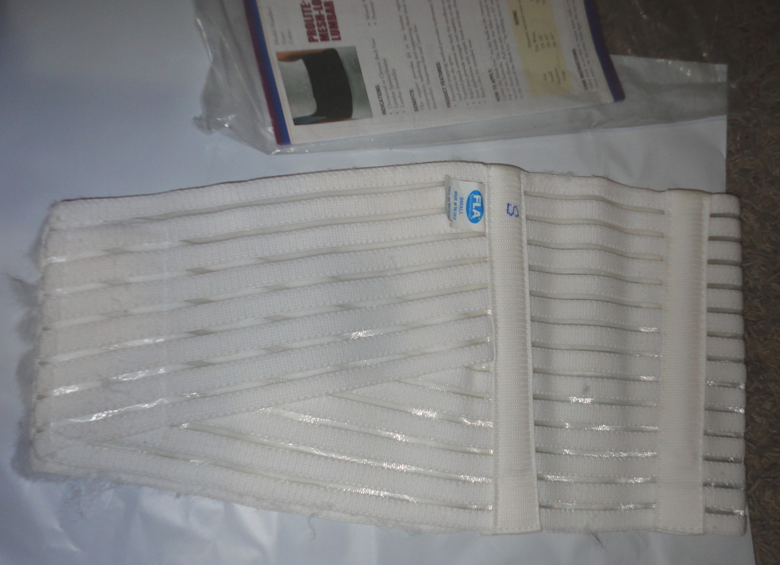 FLA ORTHOPEDICS Latex-Free 7″ LUMBAR SACRAL SUPPORT White~Size S/Small(28-32″)