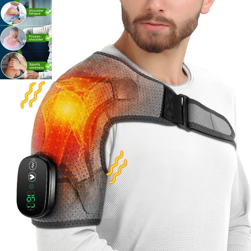 Electric Heating Shoulder Brace 3-Speeds Vibration Shoulder Massage Support Belt