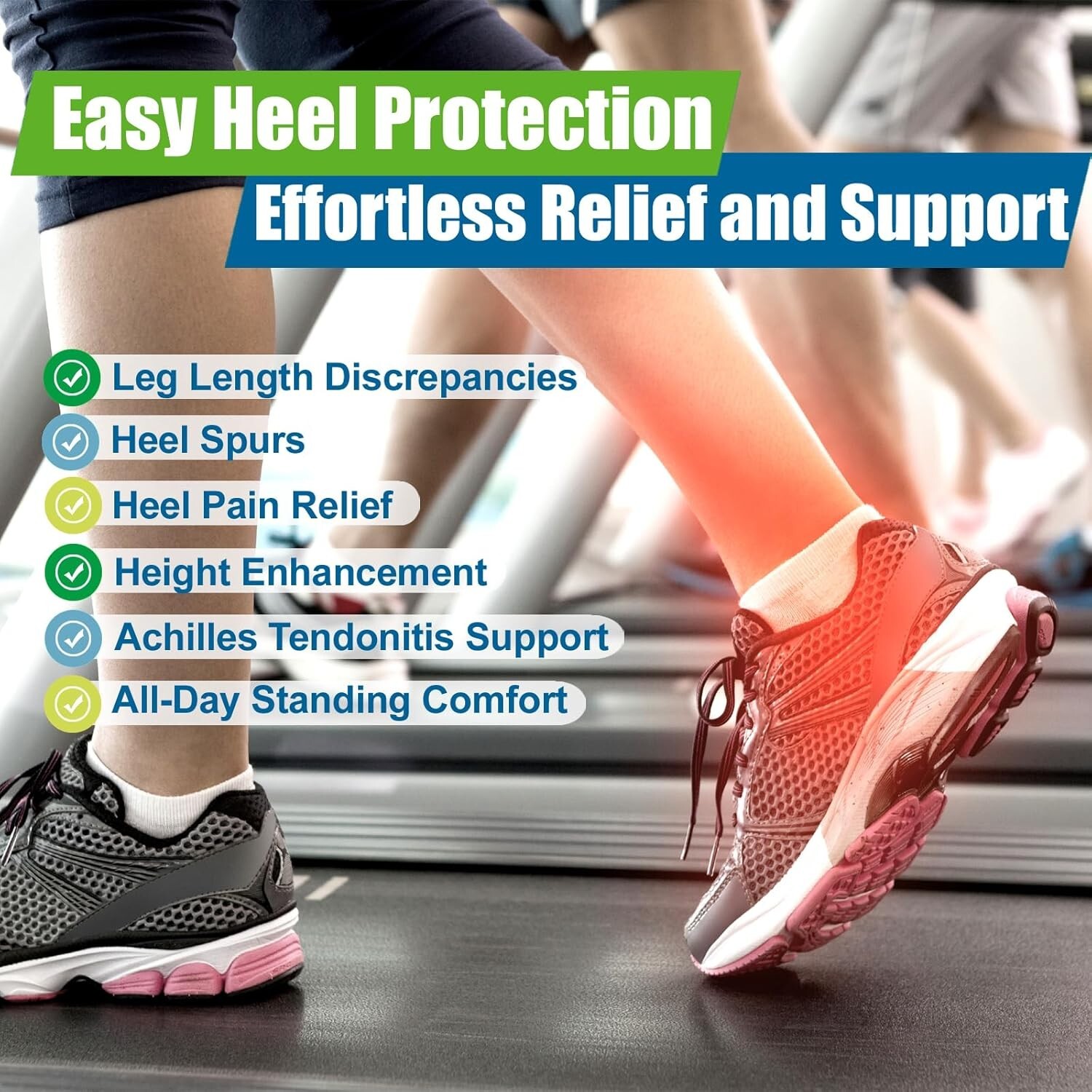 Heel Lifts for Men Women Pain Relief Shoe Inserts Height Increase Pack of 2