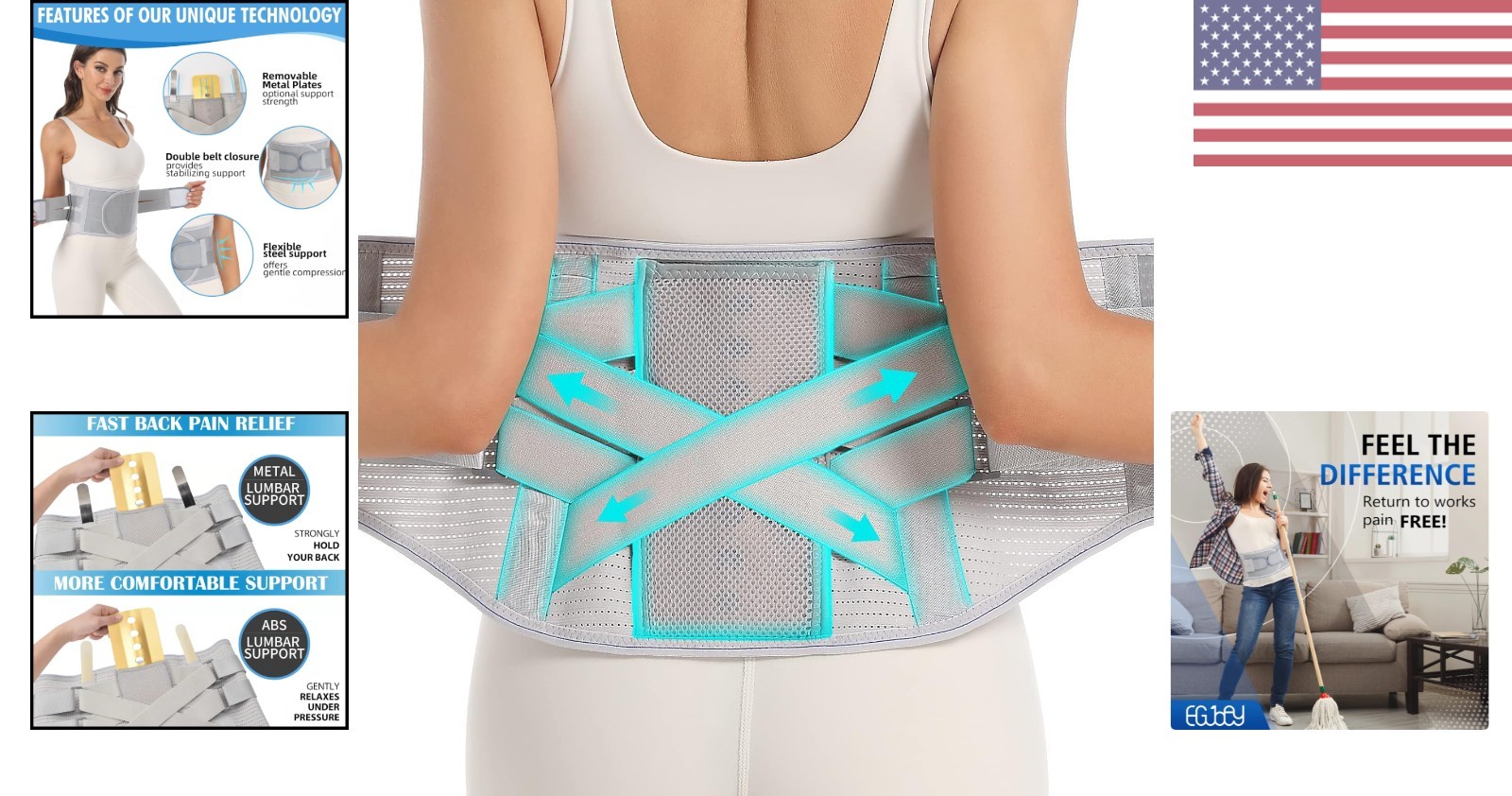 Adjustable Back Brace with Removable Supports – Ideal for Daily Use and Workouts