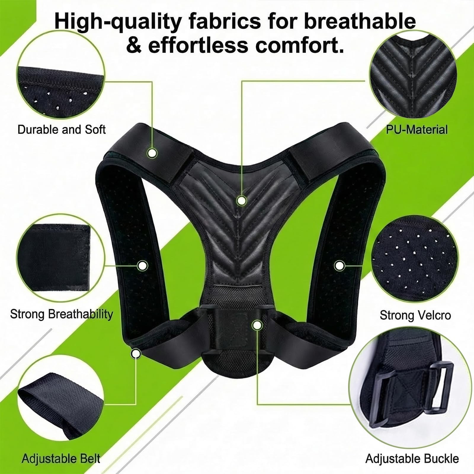 Posture Corrector for Women & Men, Adjustable Back Support Medium, Black