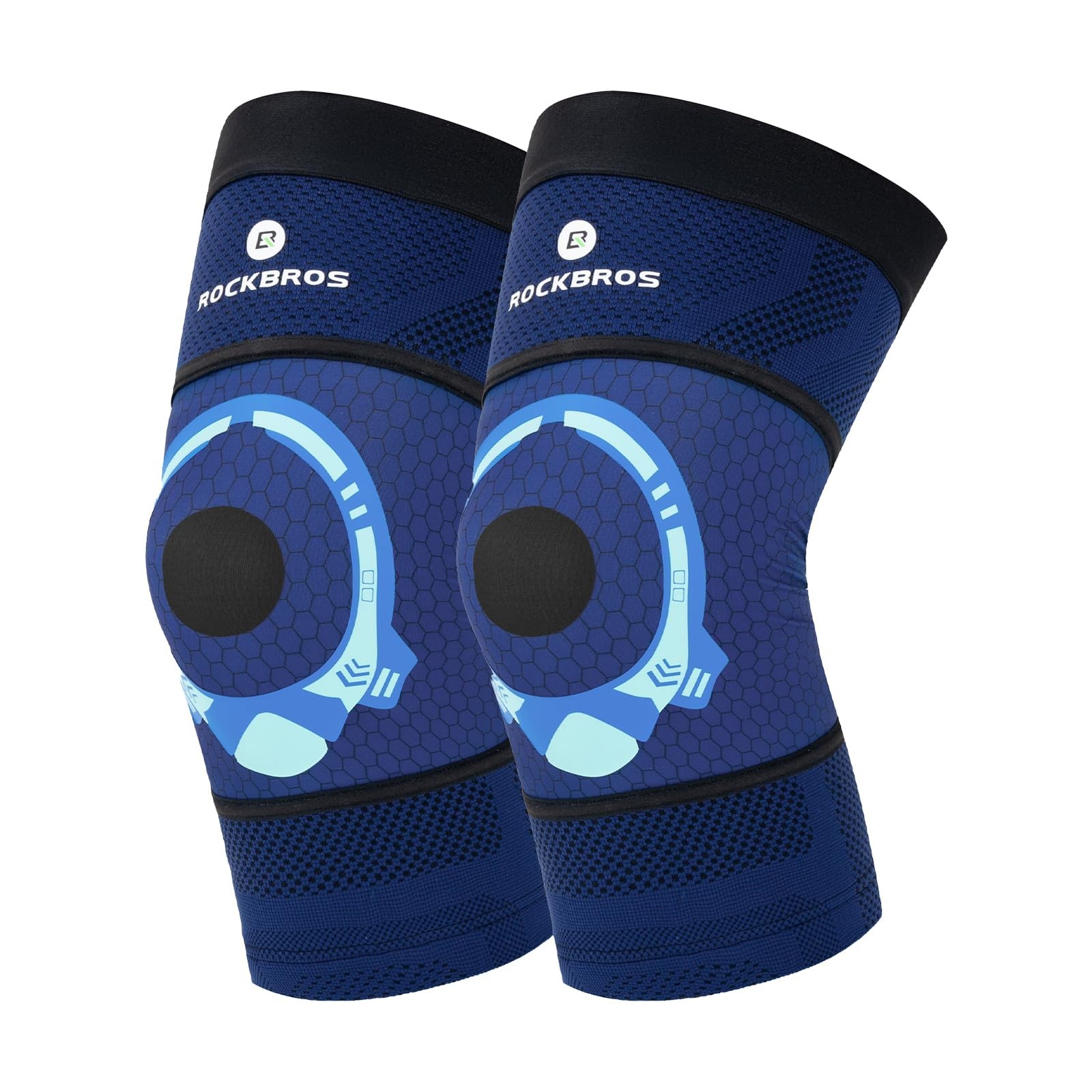 ROCKBROS Compression Knee Brace for Men and Women 2-Pack XXX-Large, Blue