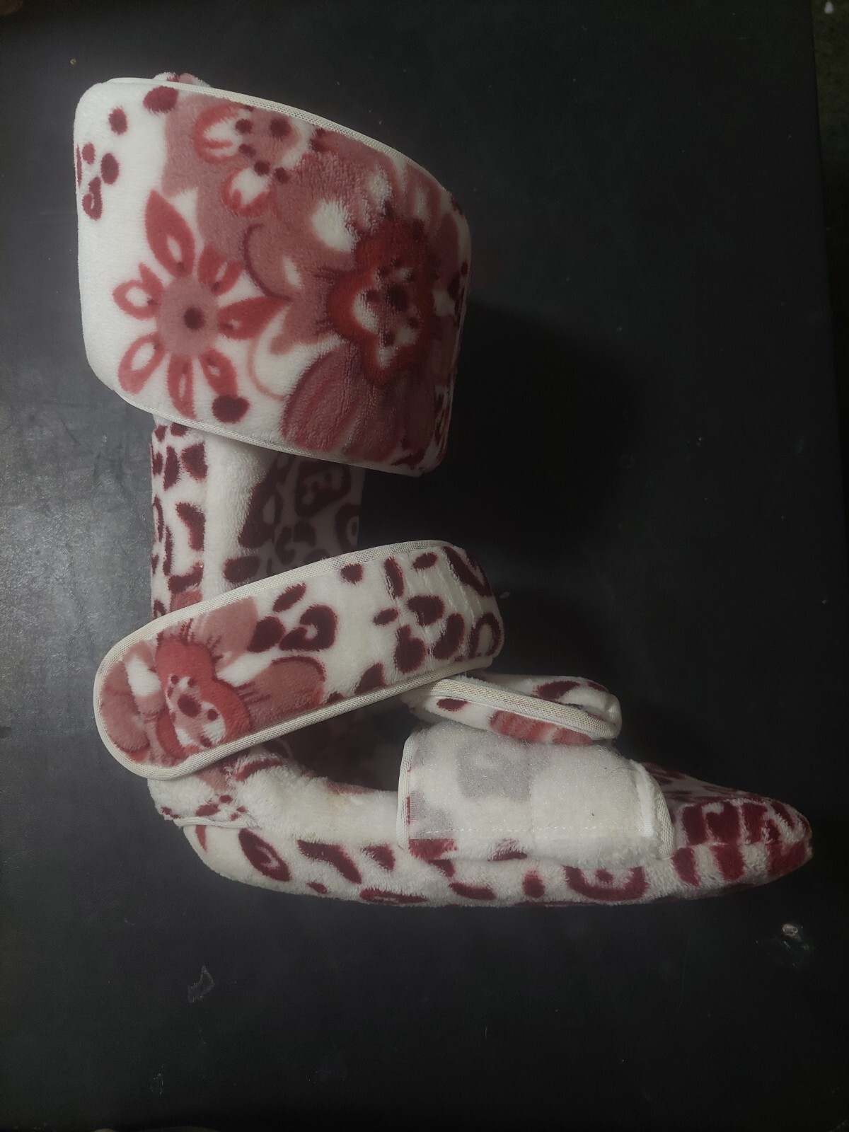 Leopard Print & Flower Foot Brace, Visibly Used But Fully Functional, Red/White