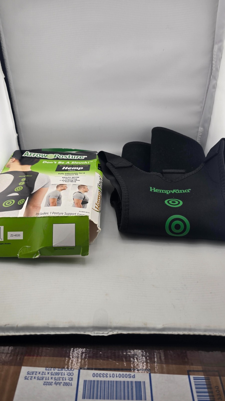 Hempvana Arrow Posture-Fully Adjustable Posture Support Adult (S/M) damaged box