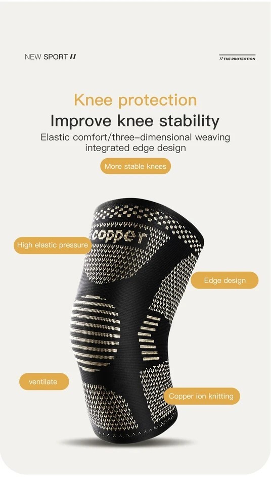 2Pack Copper Knee Braces Compression Sleeves Support for Arthritis Men & Women
