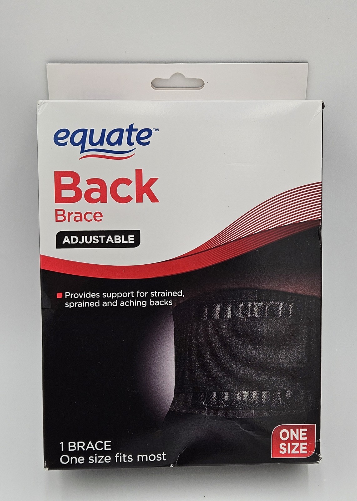 Equate Adjustable Back Brace One Size Provides Support For Strained Backs New