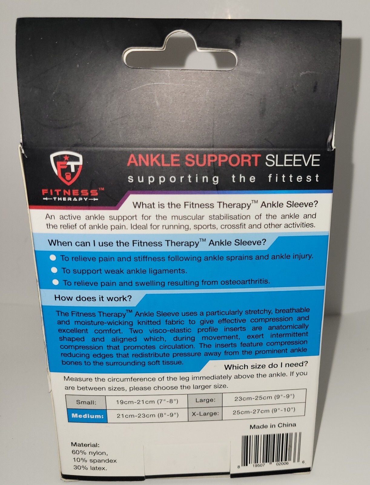 Ankle Support Sleeve Medium Size Fitness Therapy Ideal For Running, Sports New